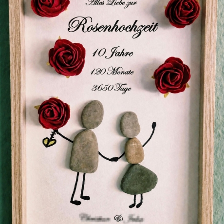 Steinbild 10. Hochzeitstag - Rosenhochzeit -auch personalisierbar