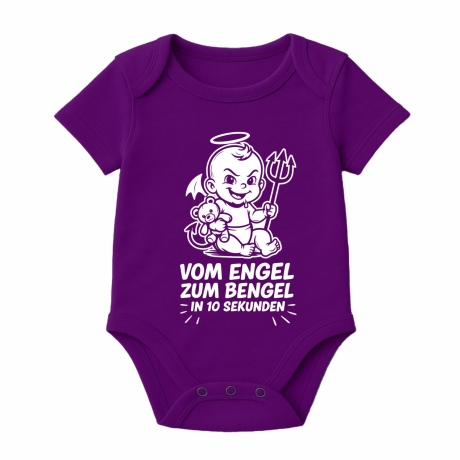 Baby Body kurzarm mit VOM ENGEL ZUM BENGEL IN 10 SEKUNDEN
