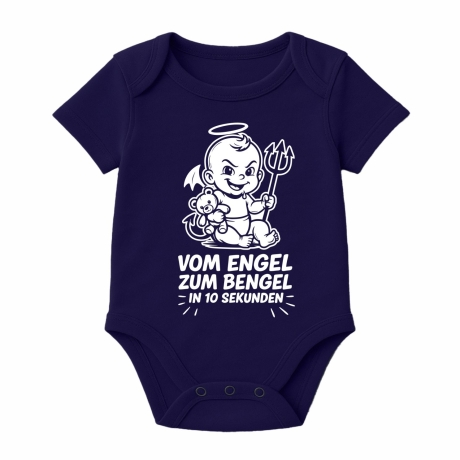 Baby Body kurzarm mit VOM ENGEL ZUM BENGEL IN 10 SEKUNDEN