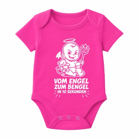 Baby Body kurzarm mit VOM ENGEL ZUM BENGEL IN 10 SEKUNDEN