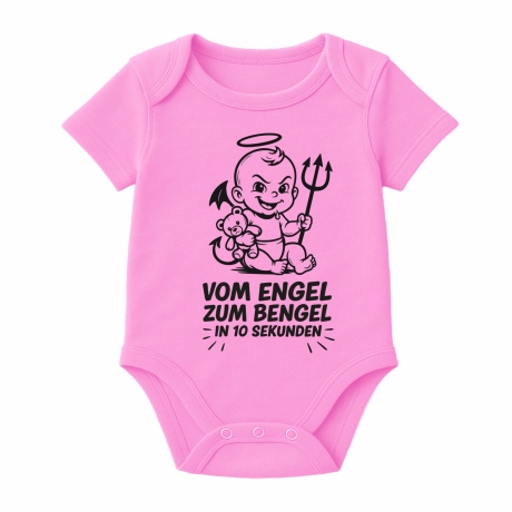 Baby Body kurzarm mit VOM ENGEL ZUM BENGEL IN 10 SEKUNDEN
