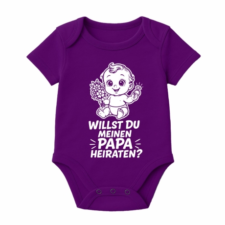 Baby Body kurzarm mit WILLST DU MEINEN PAPA HEIRATEN