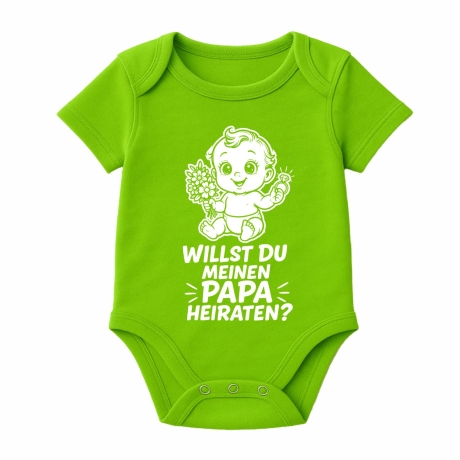Baby Body kurzarm mit WILLST DU MEINEN PAPA HEIRATEN
