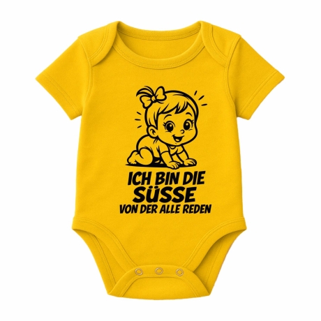 Baby Body kurzarm mit ICH BIN DIE SÜßE VON DER ALLE REDEN