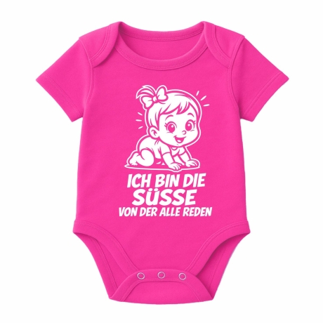 Baby Body kurzarm mit ICH BIN DIE SÜßE VON DER ALLE REDEN
