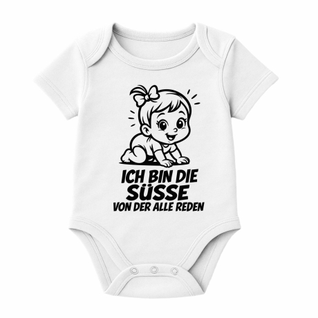 Baby Body kurzarm mit ICH BIN DIE SÜßE VON DER ALLE REDEN