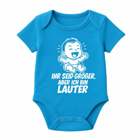 Baby Body kurzarm mit IHR SEID GRÖßER ABER ICH BIN LAUTER