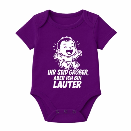Baby Body kurzarm mit IHR SEID GRÖßER ABER ICH BIN LAUTER