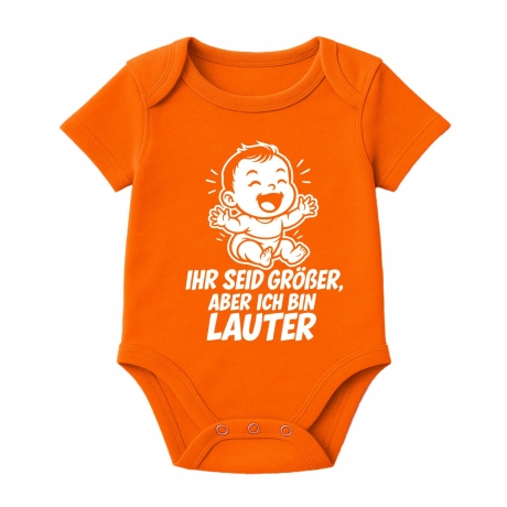 Baby Body kurzarm mit IHR SEID GRÖßER ABER ICH BIN LAUTER