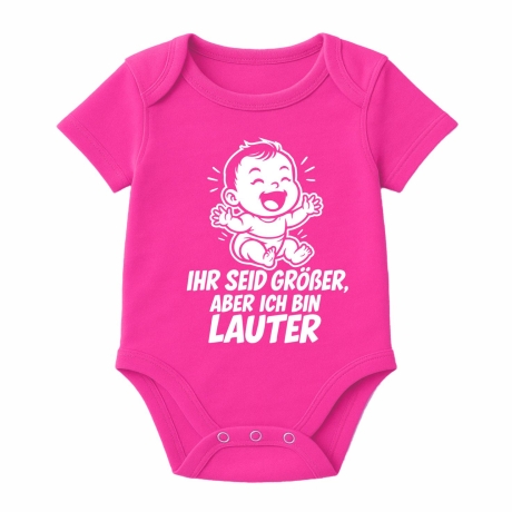 Baby Body kurzarm mit IHR SEID GRÖßER ABER ICH BIN LAUTER