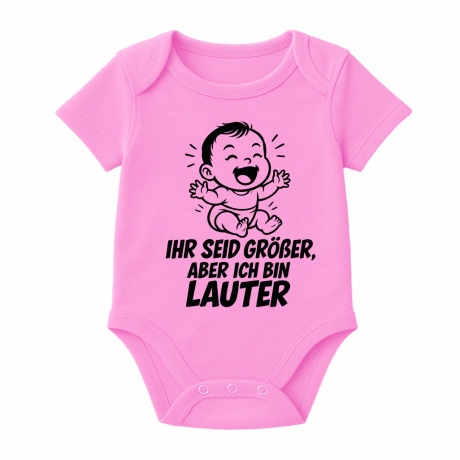 Baby Body kurzarm mit IHR SEID GRÖßER ABER ICH BIN LAUTER