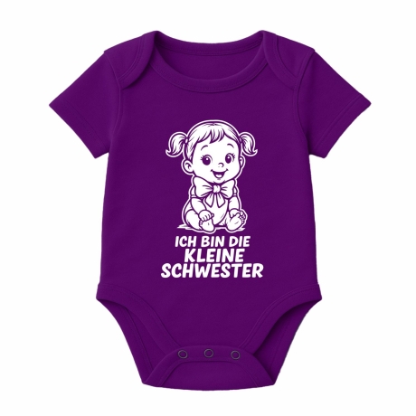 Baby Body kurzarm bedruckt mit ICH BIN DIE KLEINE SCHWESTER