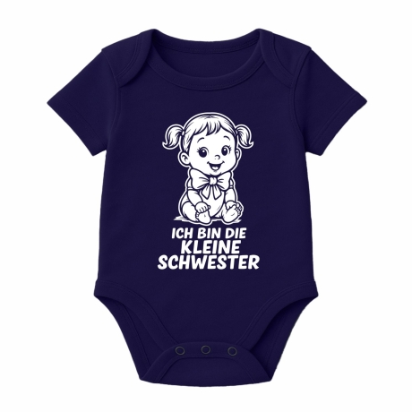 Baby Body kurzarm bedruckt mit ICH BIN DIE KLEINE SCHWESTER