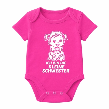 Baby Body kurzarm bedruckt mit ICH BIN DIE KLEINE SCHWESTER
