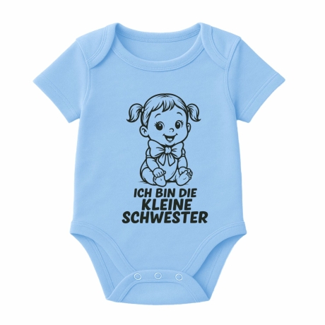 Baby Body kurzarm bedruckt mit ICH BIN DIE KLEINE SCHWESTER