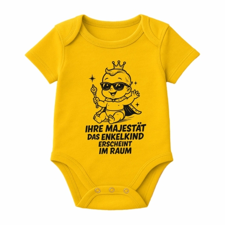 Babybody kurzarm mit IHRE MAJESTÄT DAS ENKELKIND ERSCHEINT IM RAU