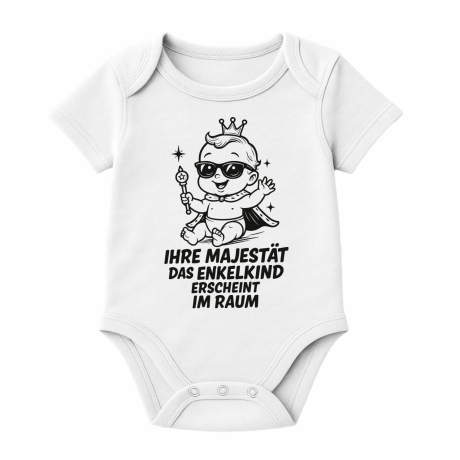 Babybody kurzarm mit IHRE MAJESTÄT DAS ENKELKIND ERSCHEINT IM RAU