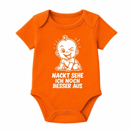 Baby Body kurzarm mit NACKT SEHE ICH NOCH BESSER AUS