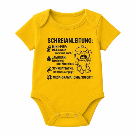 Baby Body kurzarm mit SCHREIANLEITUNG