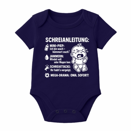 Baby Body kurzarm mit SCHREIANLEITUNG