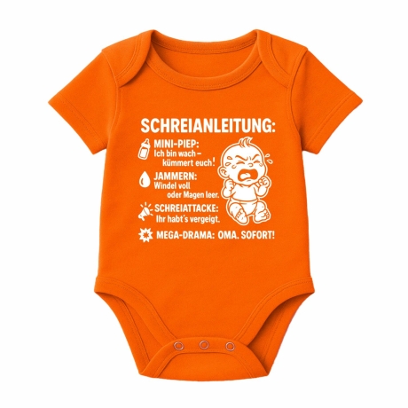Baby Body kurzarm mit SCHREIANLEITUNG