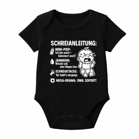 Baby Body kurzarm mit SCHREIANLEITUNG