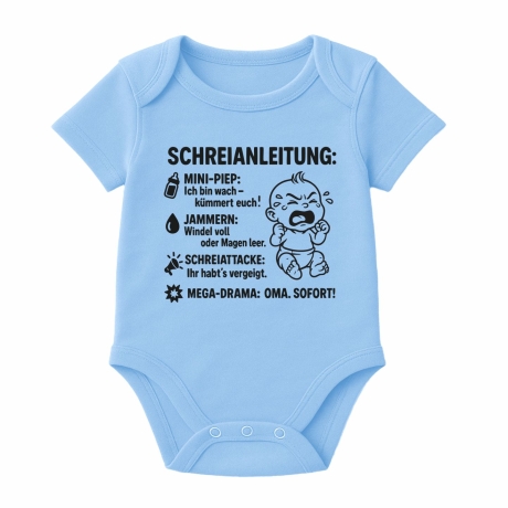 Baby Body kurzarm mit SCHREIANLEITUNG