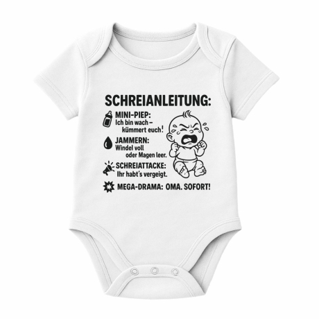 Baby Body kurzarm mit SCHREIANLEITUNG
