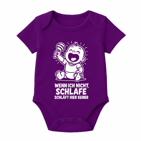 Baby Body kurzarm mit WENN ICH NICHTT SCHLAFE SCHLÄFT HIER KEINER