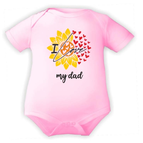 Baby Body kurzarm mit LOVE DAD BLUME