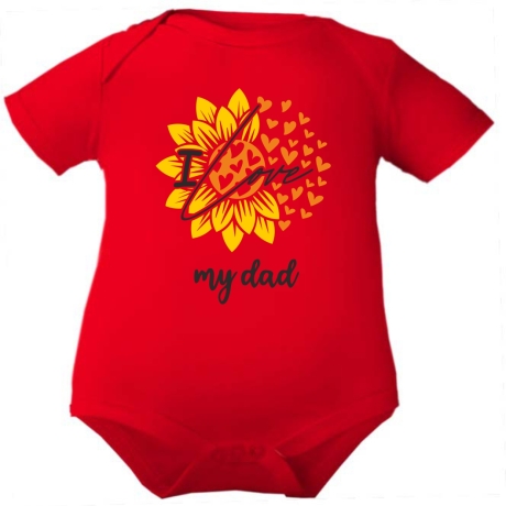 Baby Body kurzarm mit LOVE DAD BLUME