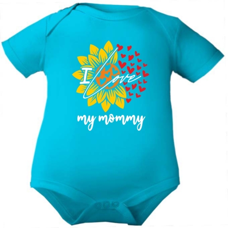 Baby Body kurzarm mit LOVE MUMMY BLUME
