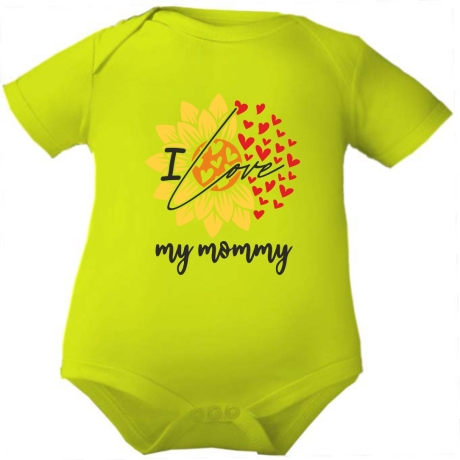 Baby Body kurzarm mit LOVE MUMMY BLUME