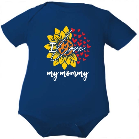 Baby Body kurzarm mit LOVE MUMMY BLUME