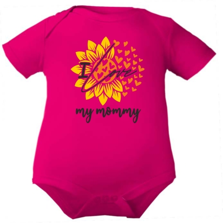 Baby Body kurzarm mit LOVE MUMMY BLUME