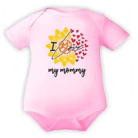Baby Body kurzarm mit LOVE MUMMY BLUME