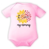 Baby Body kurzarm mit LOVE MUMMY BLUME