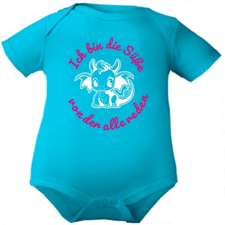 Baby Body kurzarm mit ICH BIN DIE SÜßE VON DER ALLE REDEN