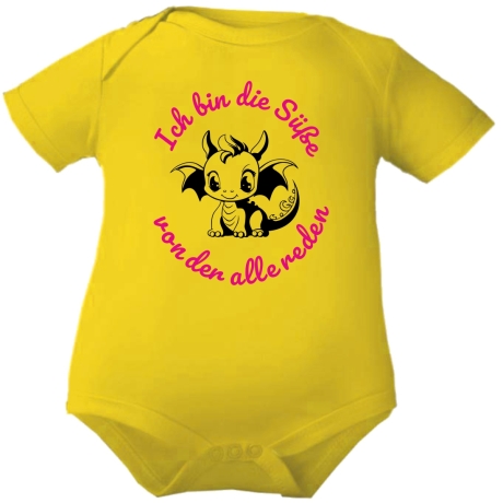 Baby Body kurzarm mit ICH BIN DIE SÜßE VON DER ALLE REDEN