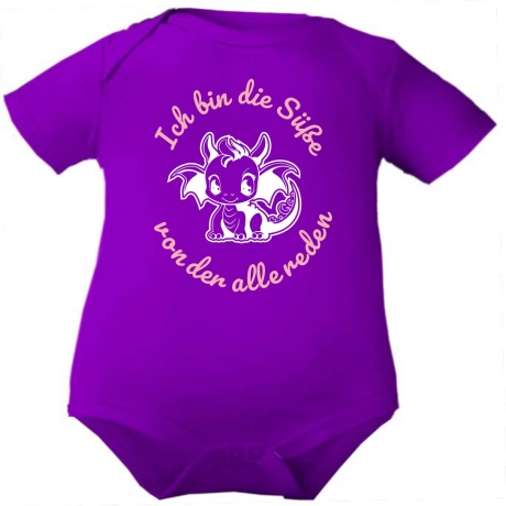 Baby Body kurzarm mit ICH BIN DIE SÜßE VON DER ALLE REDEN