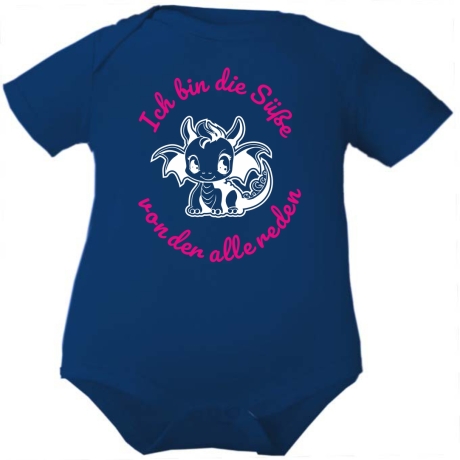 Baby Body kurzarm mit ICH BIN DIE SÜßE VON DER ALLE REDEN
