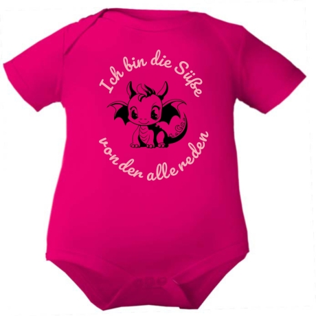 Baby Body kurzarm mit ICH BIN DIE SÜßE VON DER ALLE REDEN