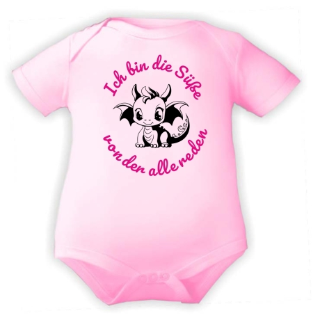 Baby Body kurzarm mit ICH BIN DIE SÜßE VON DER ALLE REDEN