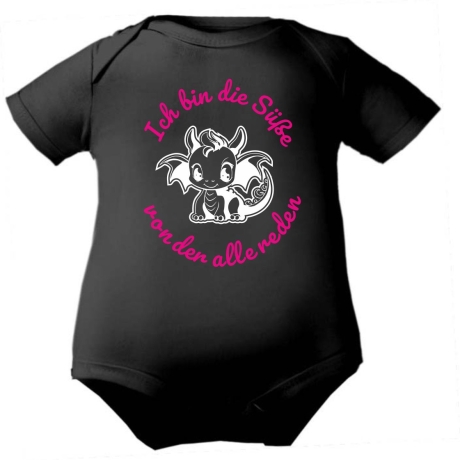 Baby Body kurzarm mit ICH BIN DIE SÜßE VON DER ALLE REDEN