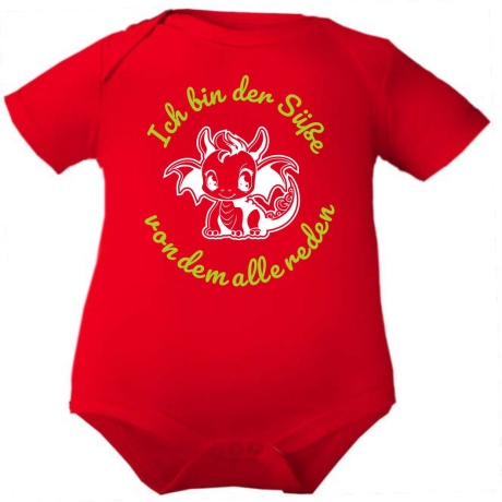 Baby Body kurzarm mit ICH BIN DER SÜßE VON DEM ALLE REDEN