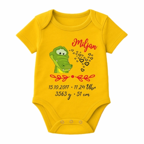 Baby Body SWEET KROKODIL personalisiert mit Geburtsdaten/Name