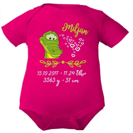 Baby Body SWEET KROKODIL personalisiert mit Geburtsdaten/Name