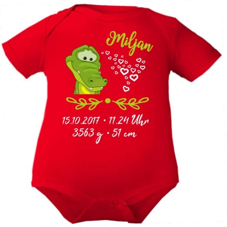 Baby Body SWEET KROKODIL personalisiert mit Geburtsdaten/Name