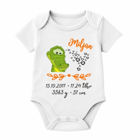 Baby Body SWEET KROKODIL personalisiert mit Geburtsdaten/Name