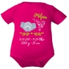 Baby Body kurz SWEET ELEFANT personalisiert mit Geburtsdaten/Name